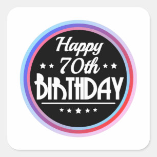 Modern Abstract Happy 70th Birthday Square Sticker