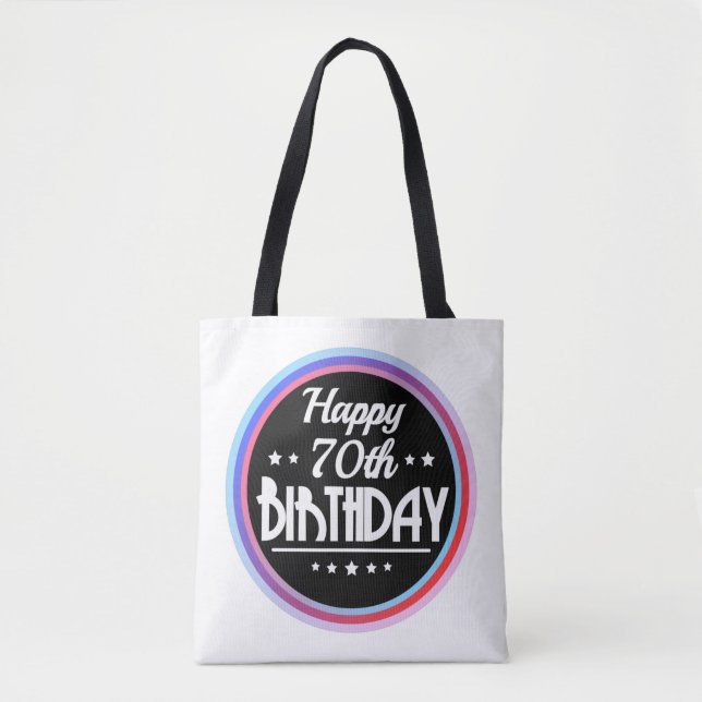 Modern Abstract Happy 70th Birthday Tote Bag (Front)