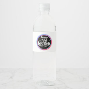 Modern Abstract Happy 70th Birthday Water Bottle Label