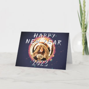 Modern Abstract Happy New Year 2022 Photo Holiday Card