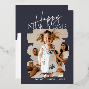 Modern abstract happy new year brushstroke blue