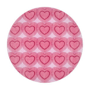 Modern Abstract Hearts - Azalea Pink Cutting Board