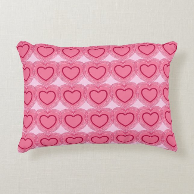 Modern Abstract Hearts - Azalea Pink Decorative Cushion (Front)
