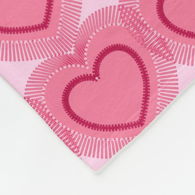 Modern Abstract Hearts - Azalea Pink Fleece Blanket (Corner)
