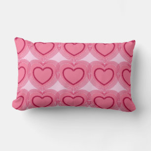 Modern Abstract Hearts - Azalea Pink Lumbar Cushion