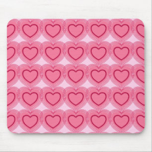 Modern Abstract Hearts - Azalea Pink Mouse Pad