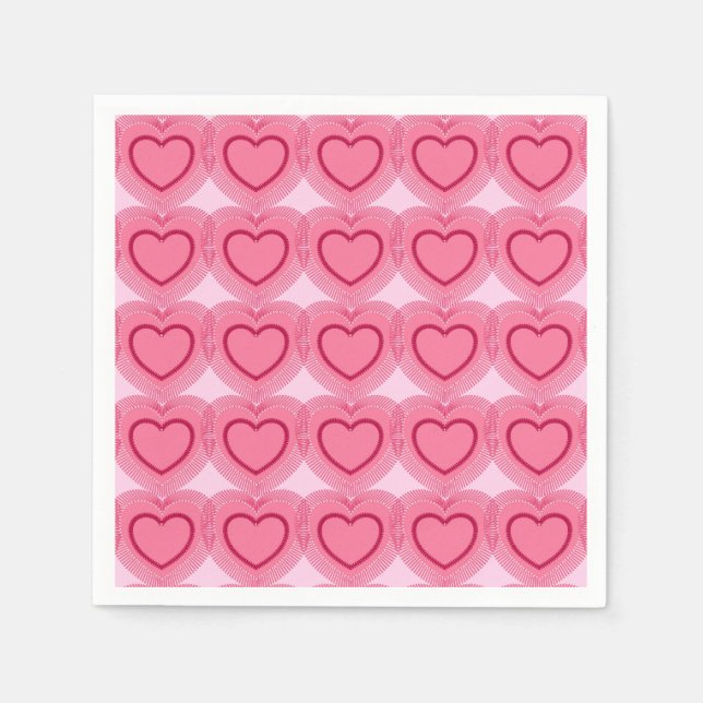 Modern Abstract Hearts - Azalea Pink Napkin (Front)