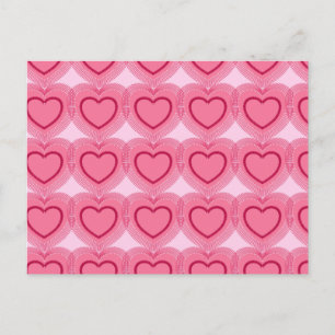 Modern Abstract Hearts - Azalea Pink Postcard