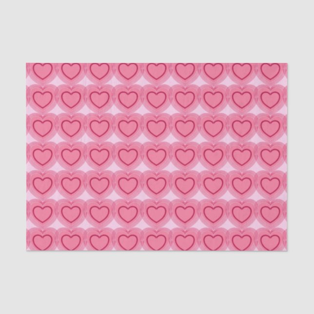 Modern Abstract Hearts - Azalea Pink Tissue Paper (Front)