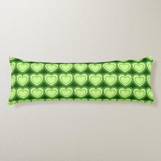 Modern Abstract Hearts - Lime Green Body Cushion (Front)