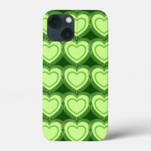 Modern Abstract Hearts - Lime Green iPhone 13 Mini Case