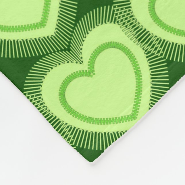 Modern Abstract Hearts - Lime Green Fleece Blanket (Corner)