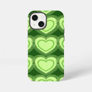 Modern Abstract Hearts - Lime Green iPhone 13 Mini Case