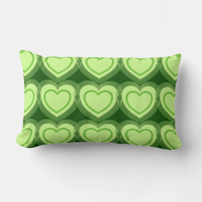 Modern Abstract Hearts - Lime Green Lumbar Cushion (Front)