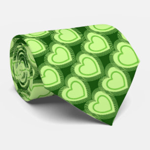 Modern Abstract Hearts - Lime Green Tie