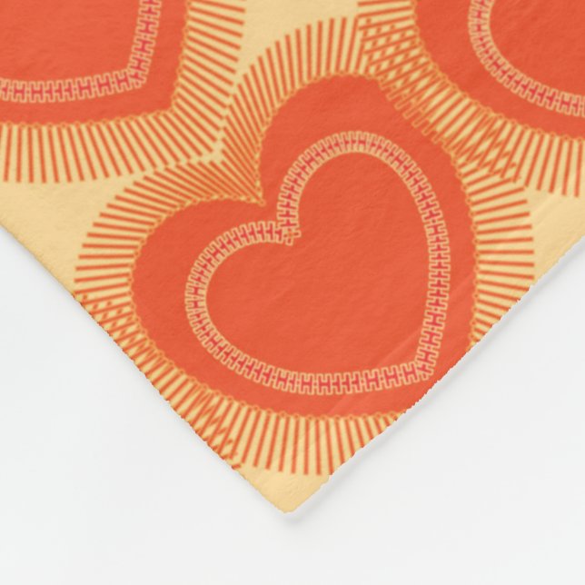 Modern Abstract Hearts - Mandarin Orange Fleece Blanket (Corner)