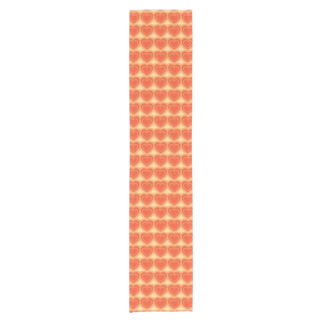 Modern Abstract Hearts - Mandarin Orange Short Table Runner (Front)