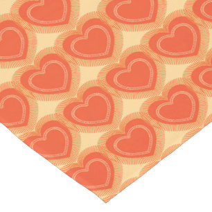 Modern Abstract Hearts - Mandarin Orange Short Table Runner