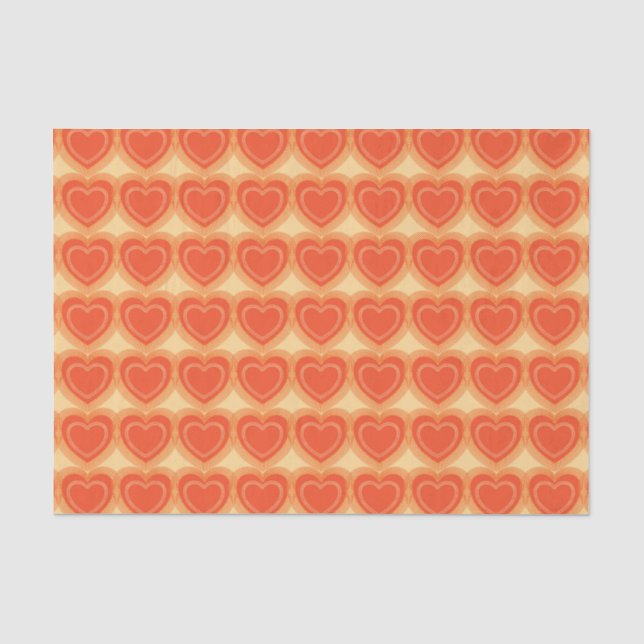 Modern Abstract Hearts - Mandarin Orange Tissue Paper (Front)