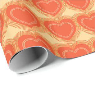 Modern Abstract Hearts - Mandarin Orange Wrapping Paper