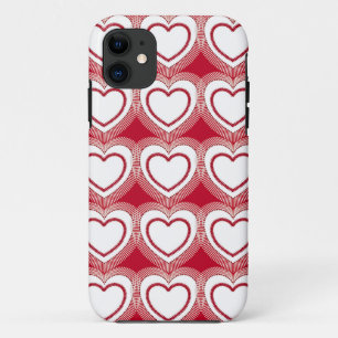 Modern Abstract Hearts - Red and White Case-Mate iPhone Case