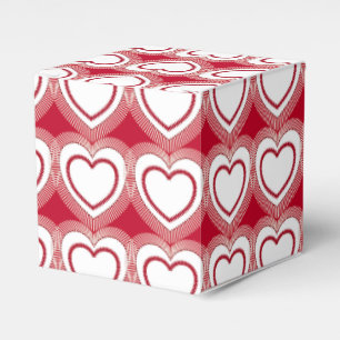 Modern Abstract Hearts - Red and White Favour Box