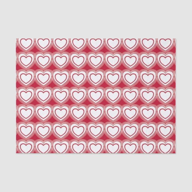Modern Abstract Hearts - Red and White Tissue Paper (Front)