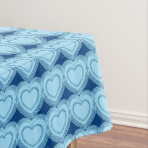 Modern Abstract Hearts - Sky Blue and Cobalt Tablecloth