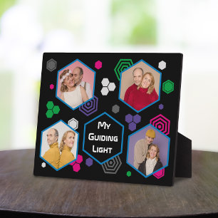 Modern Abstract Hexagon Photo Collage Plaque