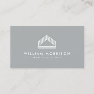 Modern Abstract Home Logo Grey Business Card