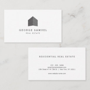 Modern Abstract Home Logo Realtor Black and White Business Card
