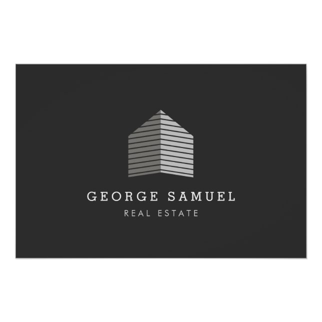 Modern Abstract Home Logo Realtor Black Poster (Front)