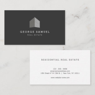 Modern Abstract Home Logo Realtor Black & White Business Card