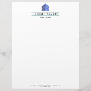 Modern Abstract Home Logo Realtor  Custom Letterhead