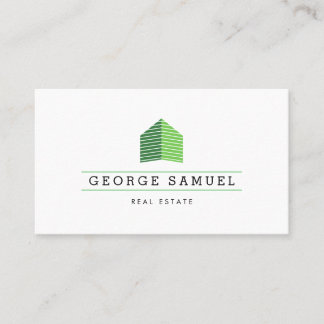 Modern Abstract Home Logo Realtor QR Code White Business Card