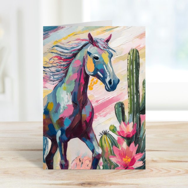 Modern Abstract Horse and Succulents Card (Creator Uploaded)
