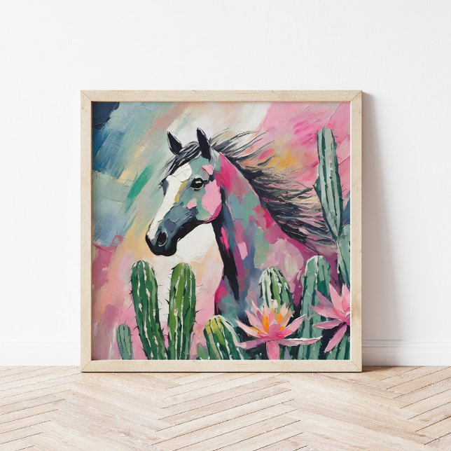 Modern Abstract Horse and Succulents Poster (Creator Uploaded)