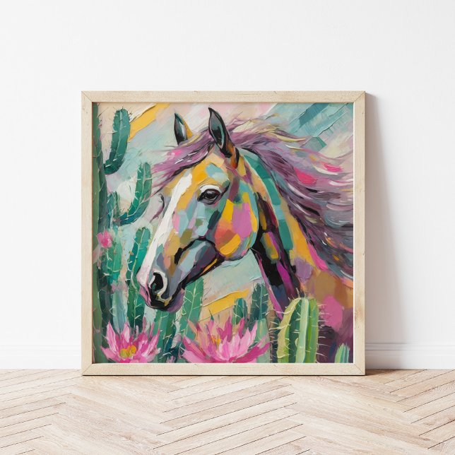 Modern Abstract Horse and Succulents Poster (Creator Uploaded)