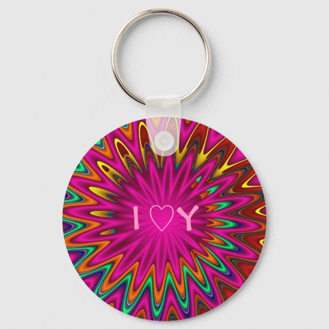 Modern abstract I Love You keychain (Front)