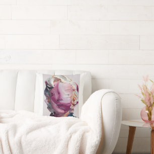 Modern Abstract Impasto Portrait Throw Pillow