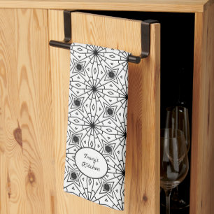 Modern Abstract in Black and White   Tea & Towel