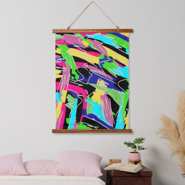 Modern Abstract in Rainbow Colours  Hanging Tapestry (Bedroom)