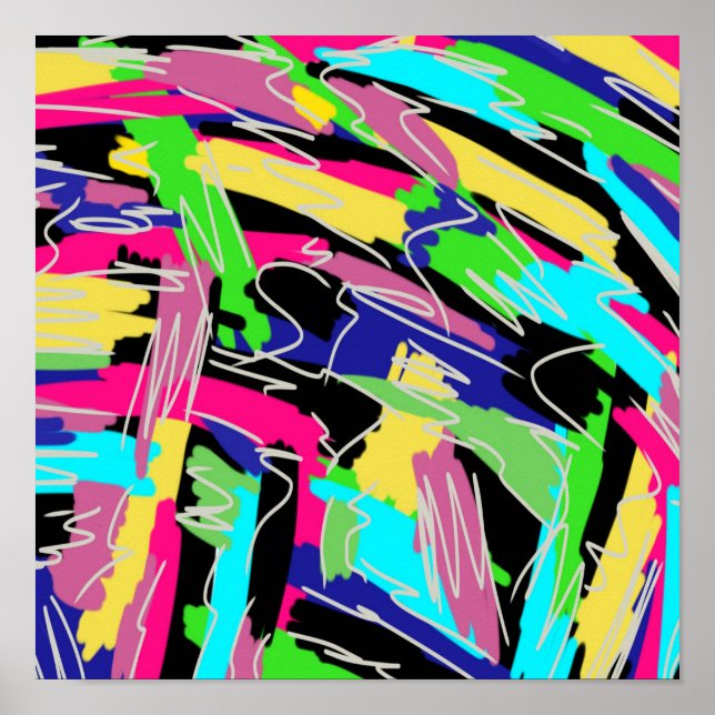 Modern Abstract in Rainbow Colours Poster (Front)