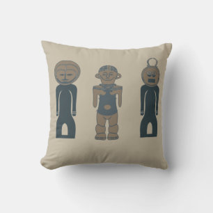 Modern abstract Indigenous silhouette and face art Cushion