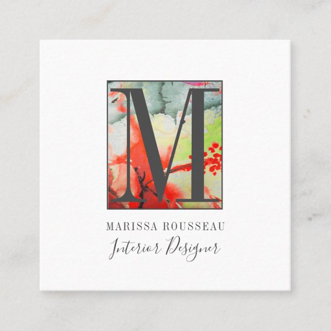 Modern Abstract Interior Designer  Square Business Card (Front)
