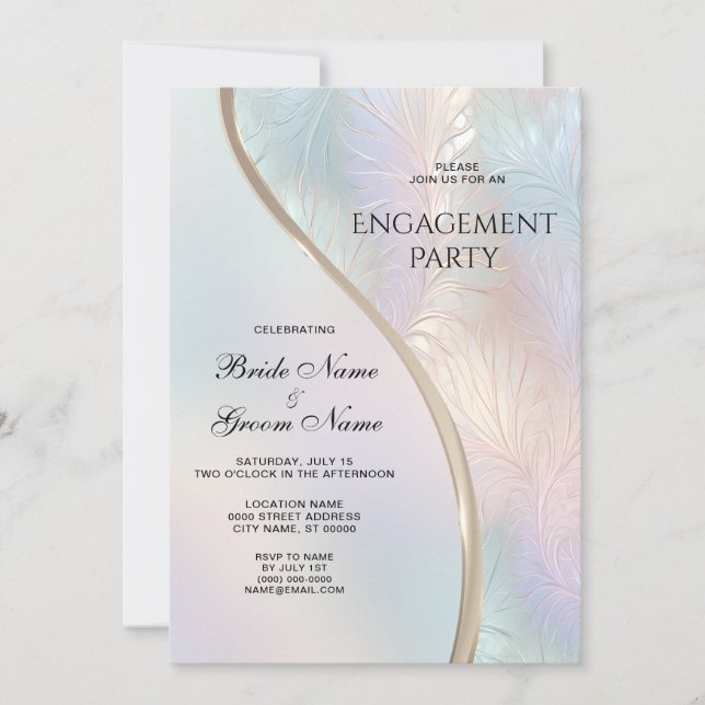 Modern Abstract Iridescent Engagement Invitation (Front)