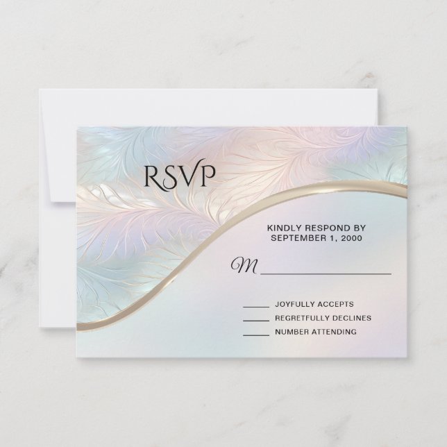 Modern Abstract Iridescent RSVP Card (Front)