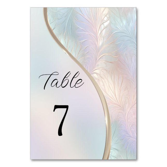 Modern Abstract Iridescent Table Number (Back)