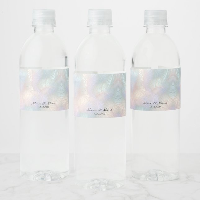 Modern Abstract Iridescent Water Bottle Label (Bottles)