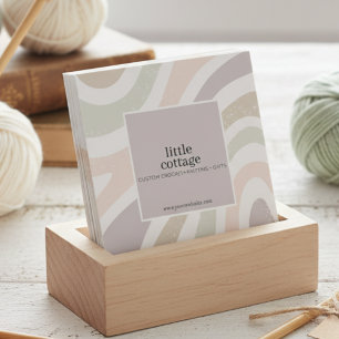 Modern Abstract Knitting Crochet Yarn Handmade Square Business Card